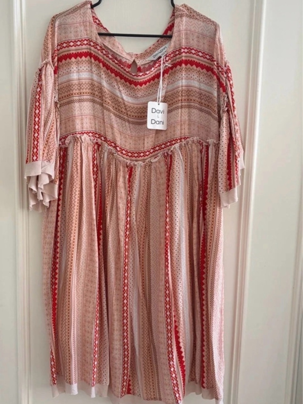 DAVI & DANI Pink and Red Striped Smocked Girls' Dress